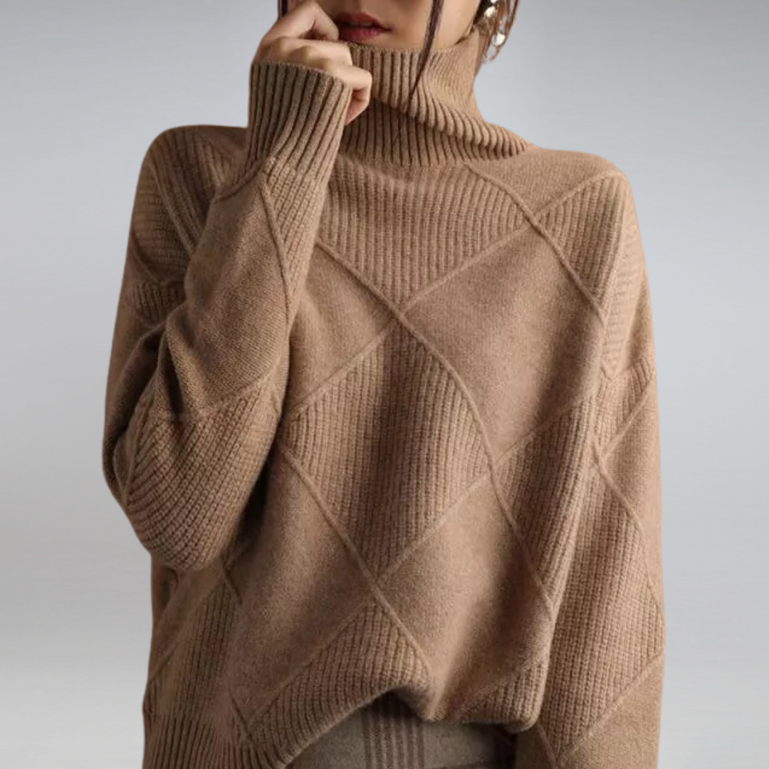 Elle | Comfortable Roll Neck Knit Sweater