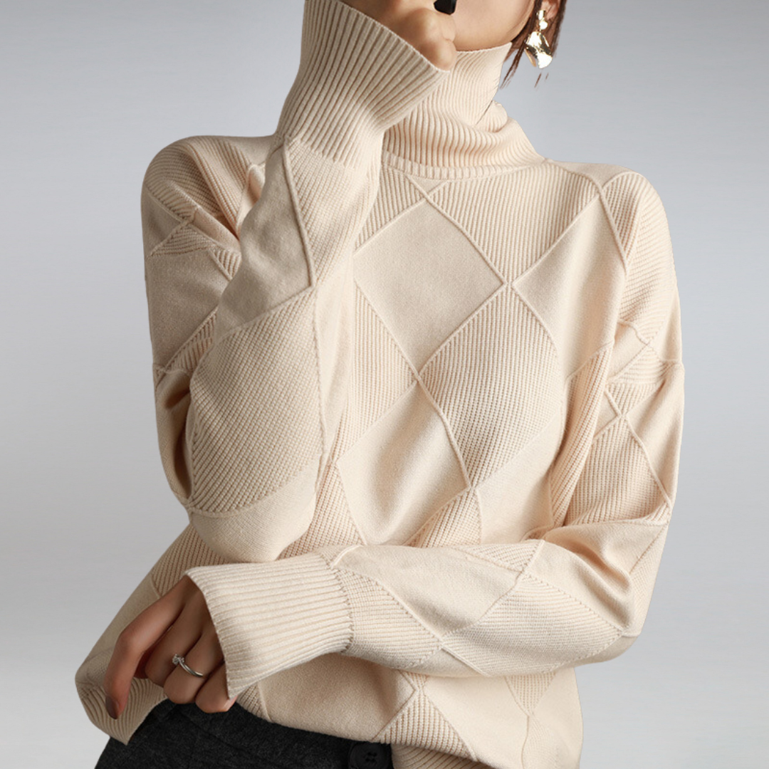 Elle | Comfortable Roll Neck Knit Sweater