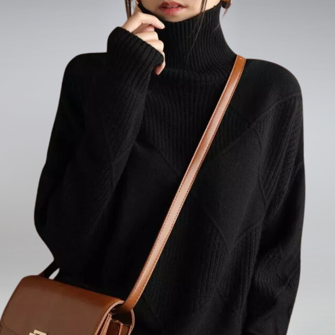 Elle | Comfortable Roll Neck Knit Sweater